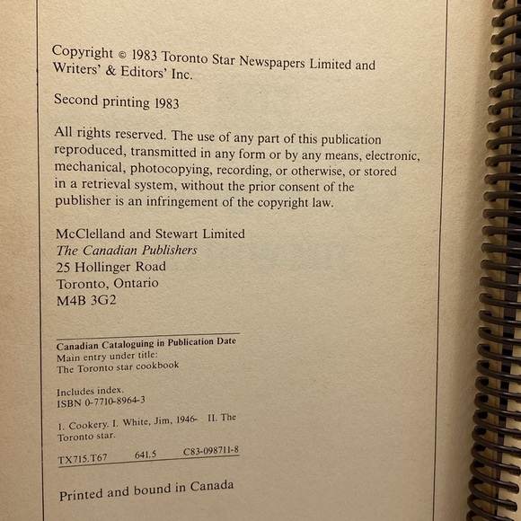 The Toronto Star Cookbook by Jim White Spiral Bound 1983 - Picture 3 of 11